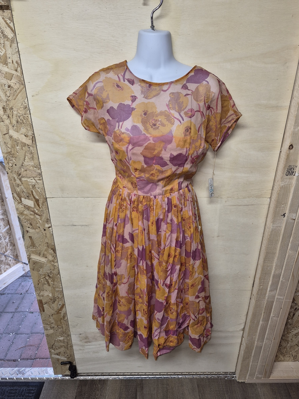 Vintage Floral Cotton Midi Dress Size 9 NWT